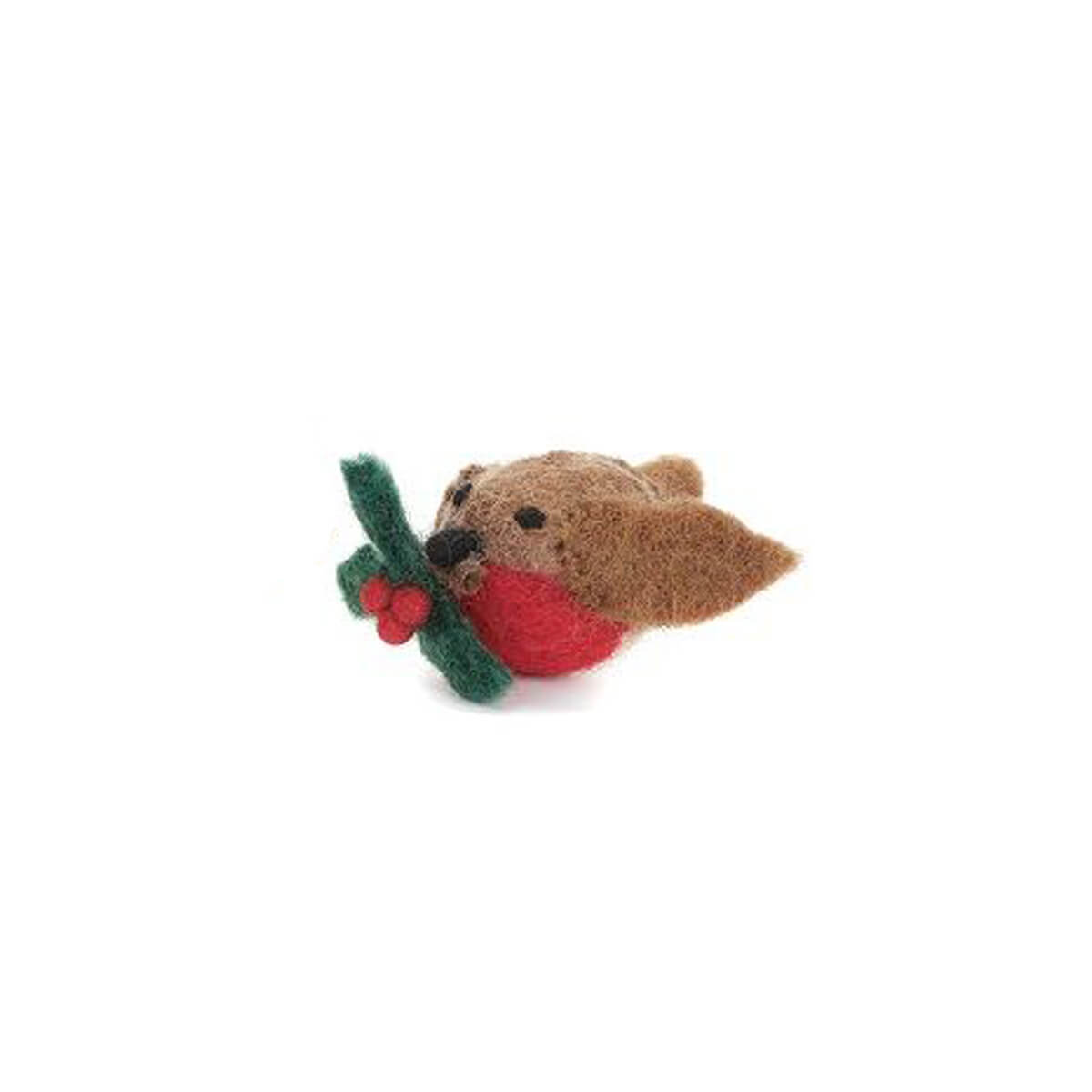 Mini Robin With Holly Sprig Hanging Tree Decoration by Amica