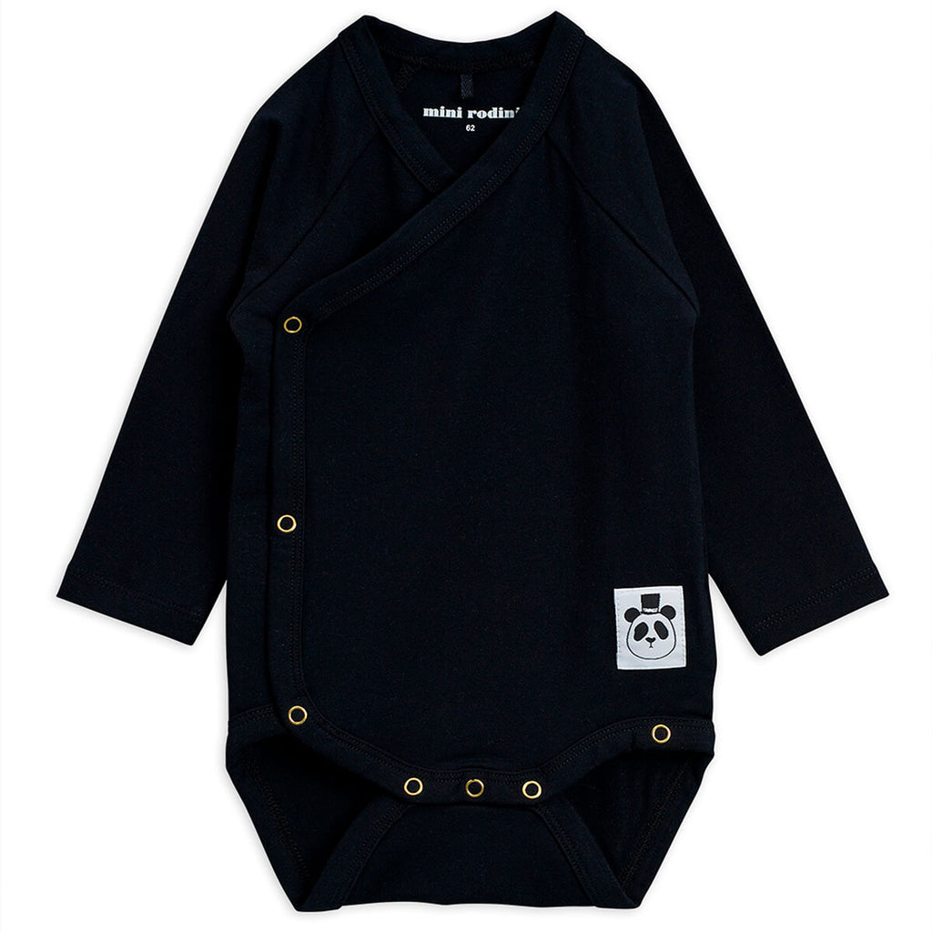 Basic Black Wrap Bodysuit in Tencel by Mini Rodini