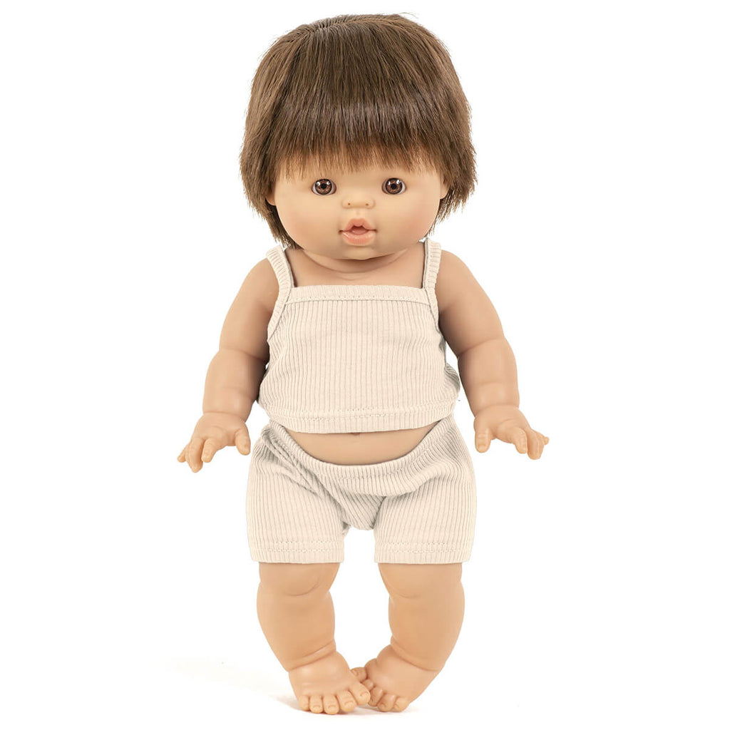 Ribbed Boy's Underwear Set (34cm Doll) in Linen by Minikane