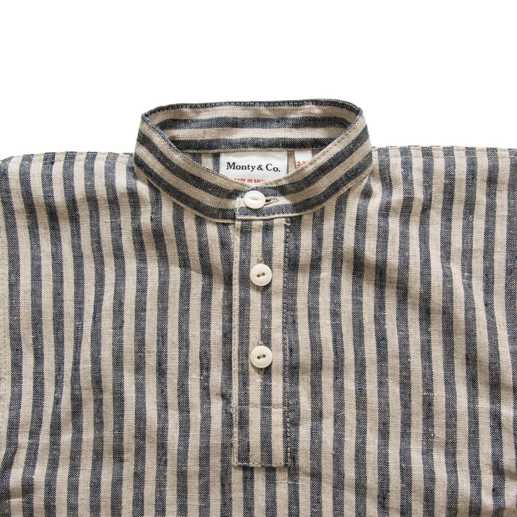 Field Grandad Shirt in Butchers Stripe by Monty & Co