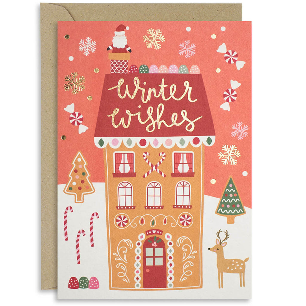 Gingerbread House Christmas Greetings Card by Natalie Alex