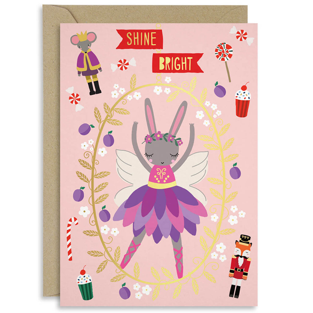 Sugar Plum Fairy Christmas Greetings Card by Natalie Alex