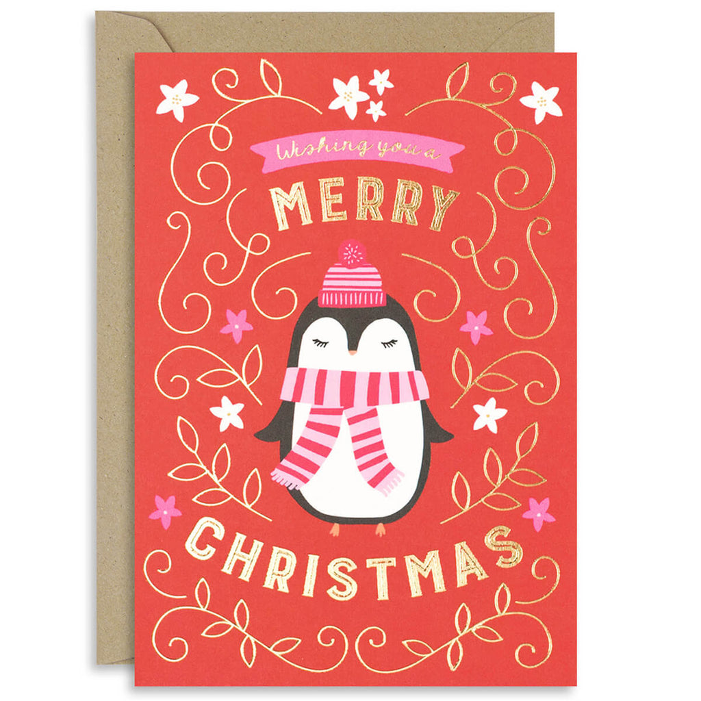 Penguin Christmas Greetings Card by Natalie Alex