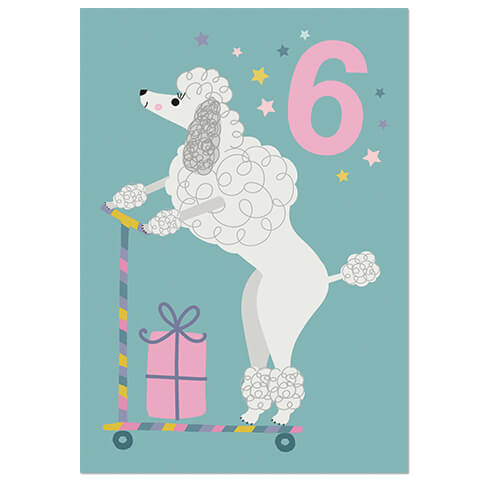 Age 6 Poodle Greetings Card by Natalie Alex