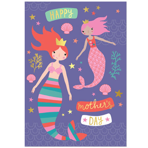Mothers Day Mermaid Greetings Card by Natalie Alex