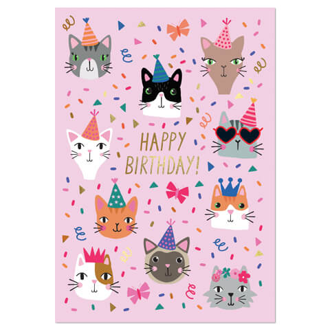 Cats In Hats Greetings Card by Natalie Alex