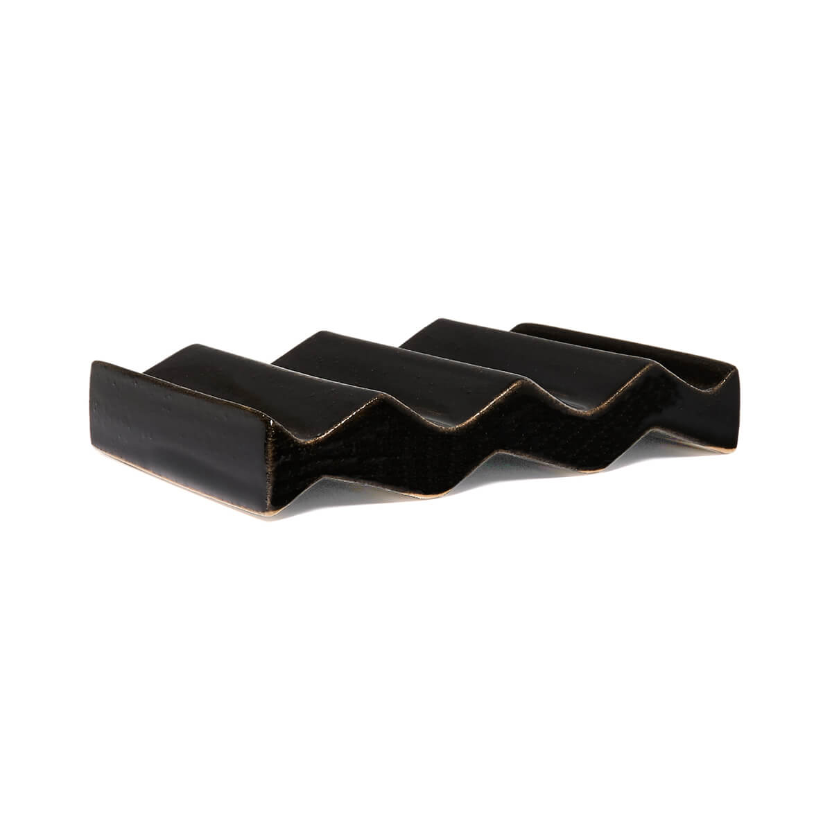 Rocky M. Handmade Ceramic Soap Dish in Black by Oba Studios