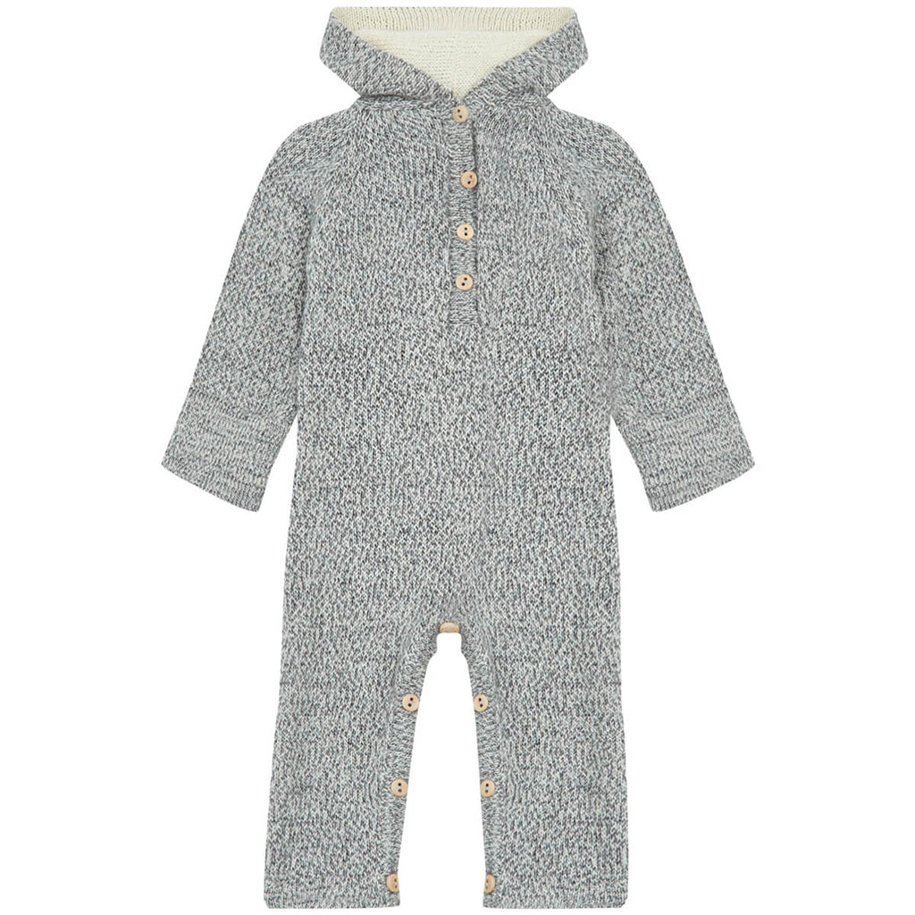 Bunny Alpaca Knit Hooded Jumpsuit in Grey Mulinex (Light Buttons) by Oeuf NYC