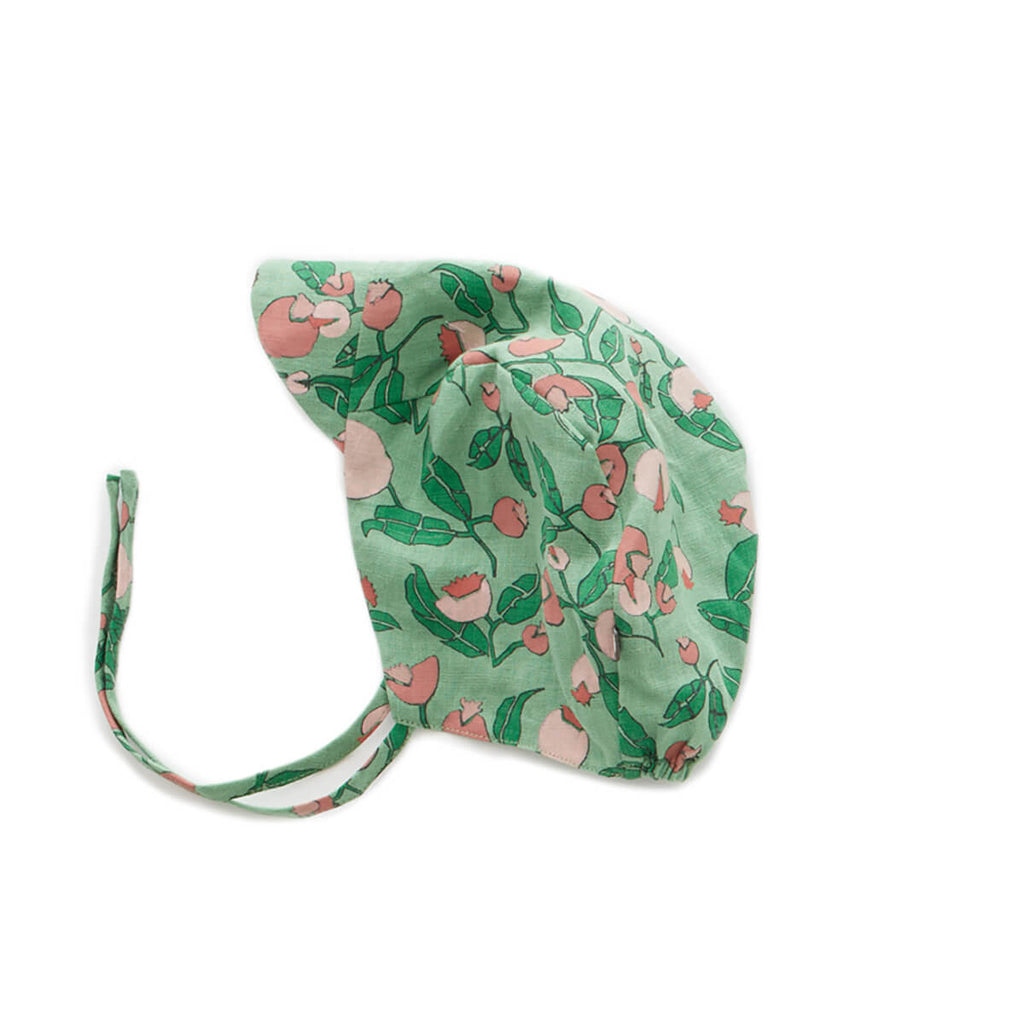 Flowers Linen Visor Hat In Green by Oeuf NYC - Last Ones In Stock - 6-12 Months