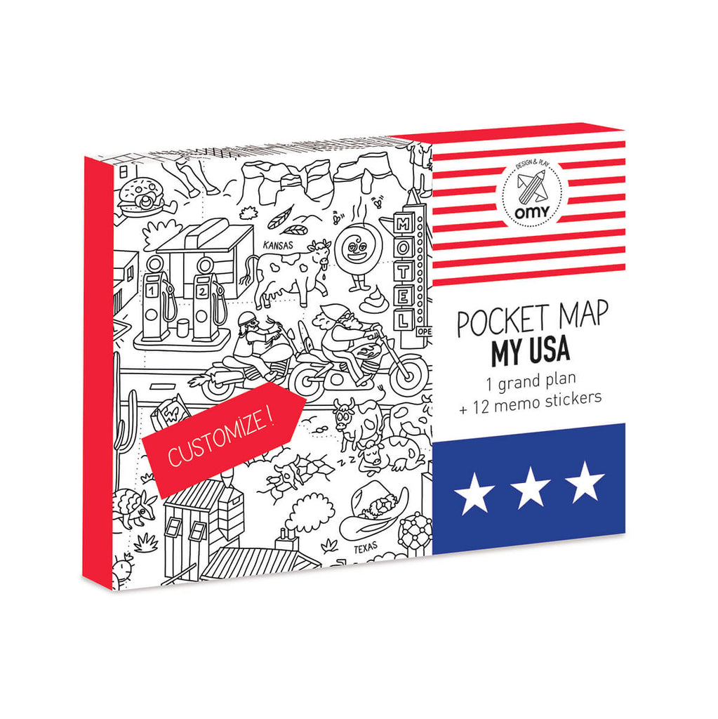 USA Colouring Pocket Map by OMY