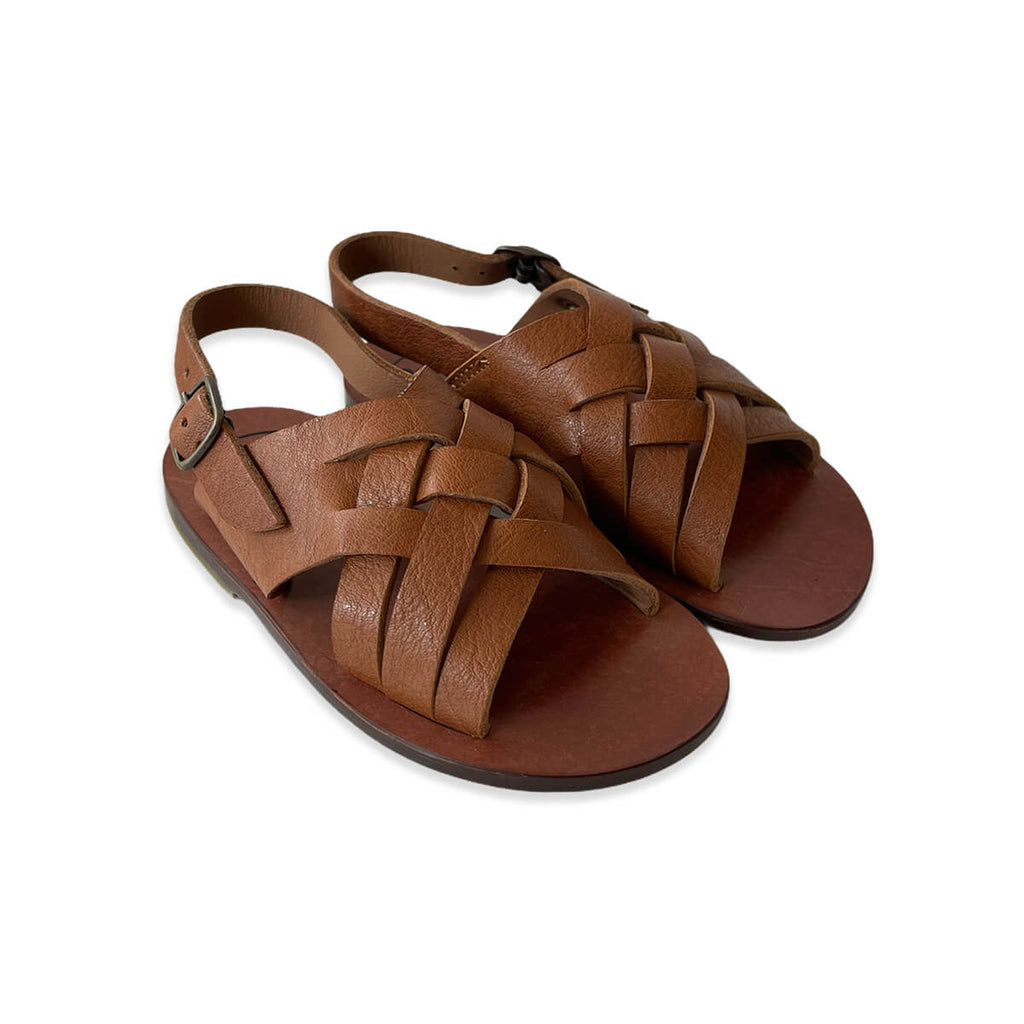 Gianni Crossover Strap Sandals in Kava Brown by P�P�