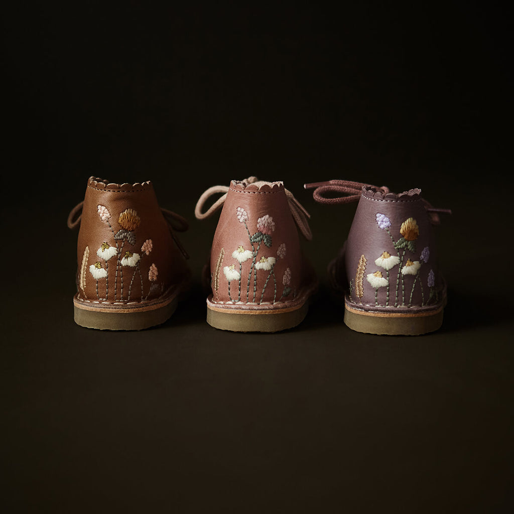 Uniqua Wildflower Scallop Boots in Latte by Petit Nord