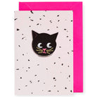 Cat Iron On Patch Greetings Card by Petra Boase
