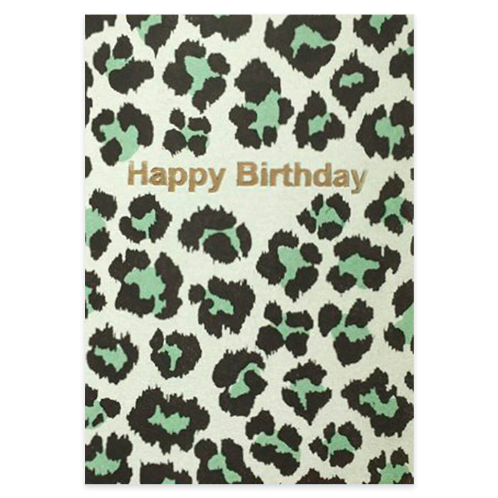Happy Birthday Animal Print Greetings Card in Green by Petra Boase