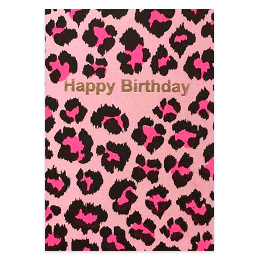 Happy Birthday Animal Print Greetings Card in Pink by Petra Boase