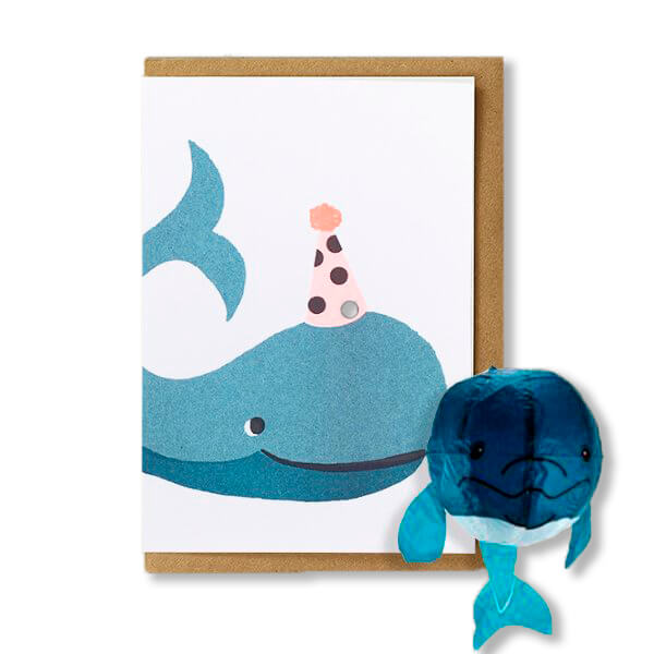 Whale Japanese Paper Balloon Greetings Card by Petra Boase