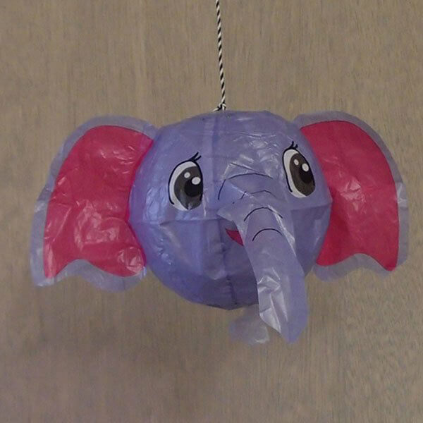 Elephant Japanese Paper Balloon Greetings Card by Petra Boase
