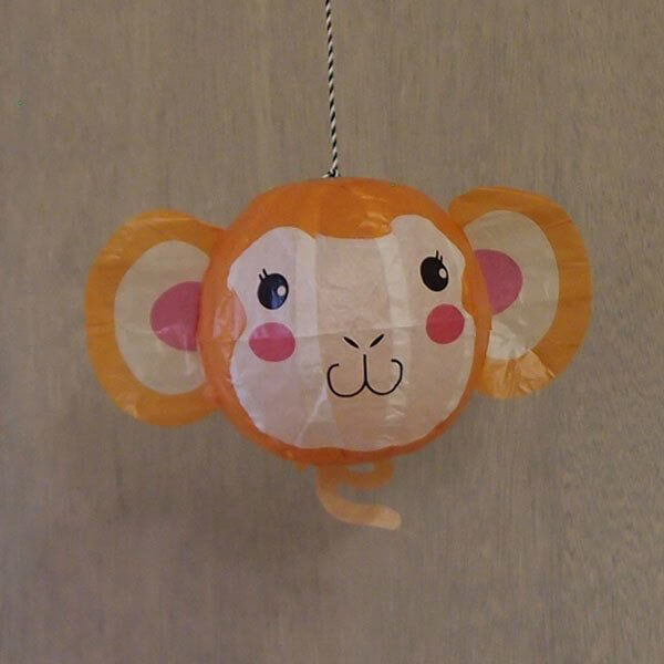 Monkey Japanese Paper Balloon Greetings Card by Petra Boase