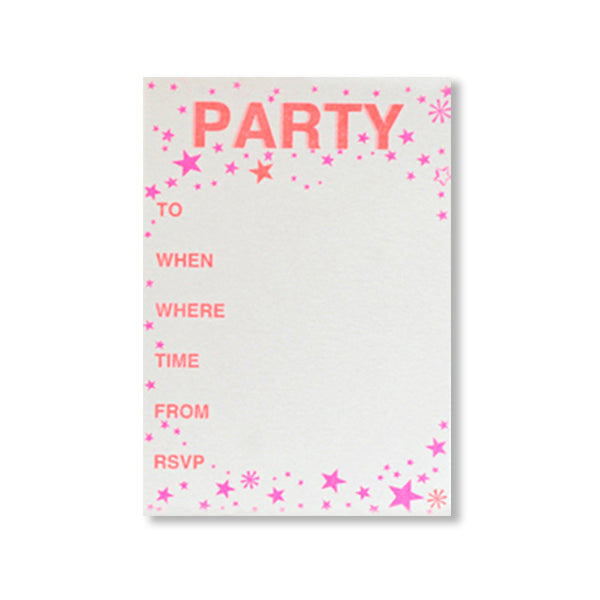 12 Neon Stars Cards & Envelope Party Invites by Petra Boase
