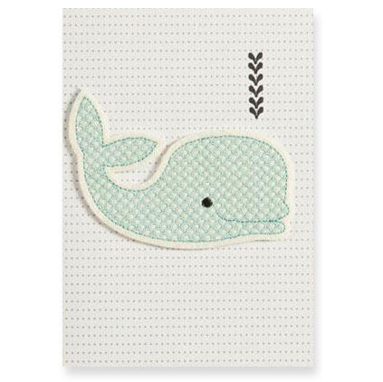 Blue Whale Felt Patch Greetings Card by Petra Boase