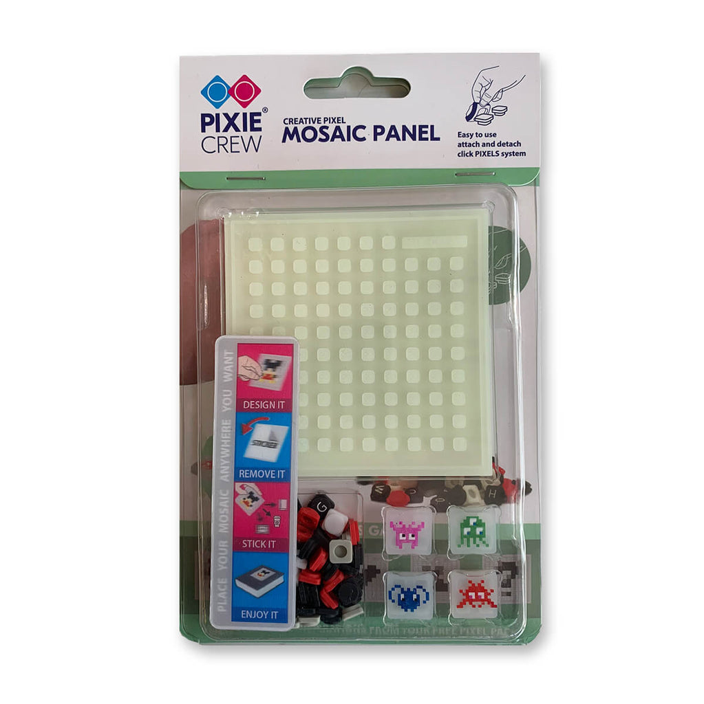 Pixel Glow In The Dark Space Invaders Mosaic Sticker Panel by Pixie Crew