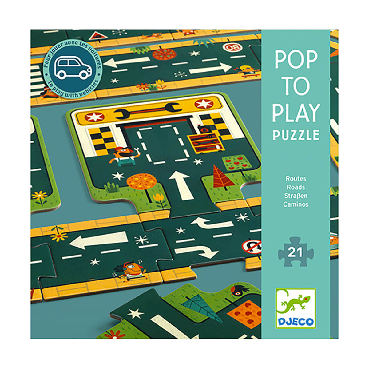 Pop To Play 21 Piece Road Puzzle by Djeco