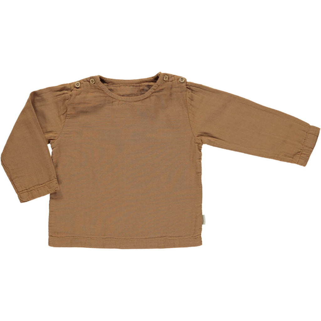Houblon Blouse in Brown Sugar by Poudre Organic
