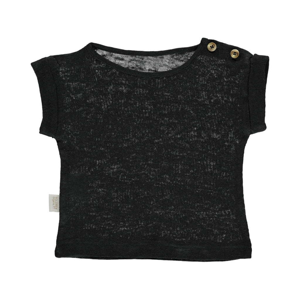Bourrache Linen T Shirt in Pirate Black by Poudre Organic
