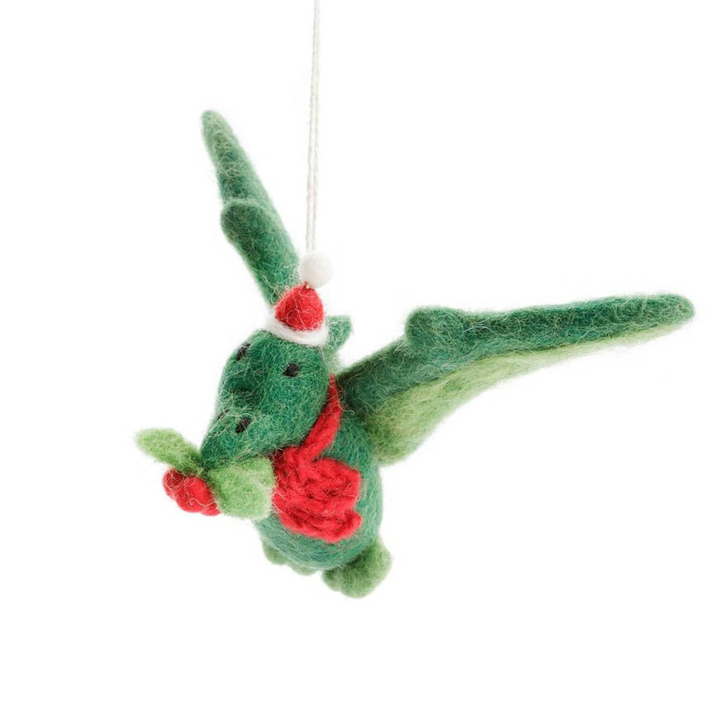 Pterodactyl With Holly Felt Tree Decoration by Amica