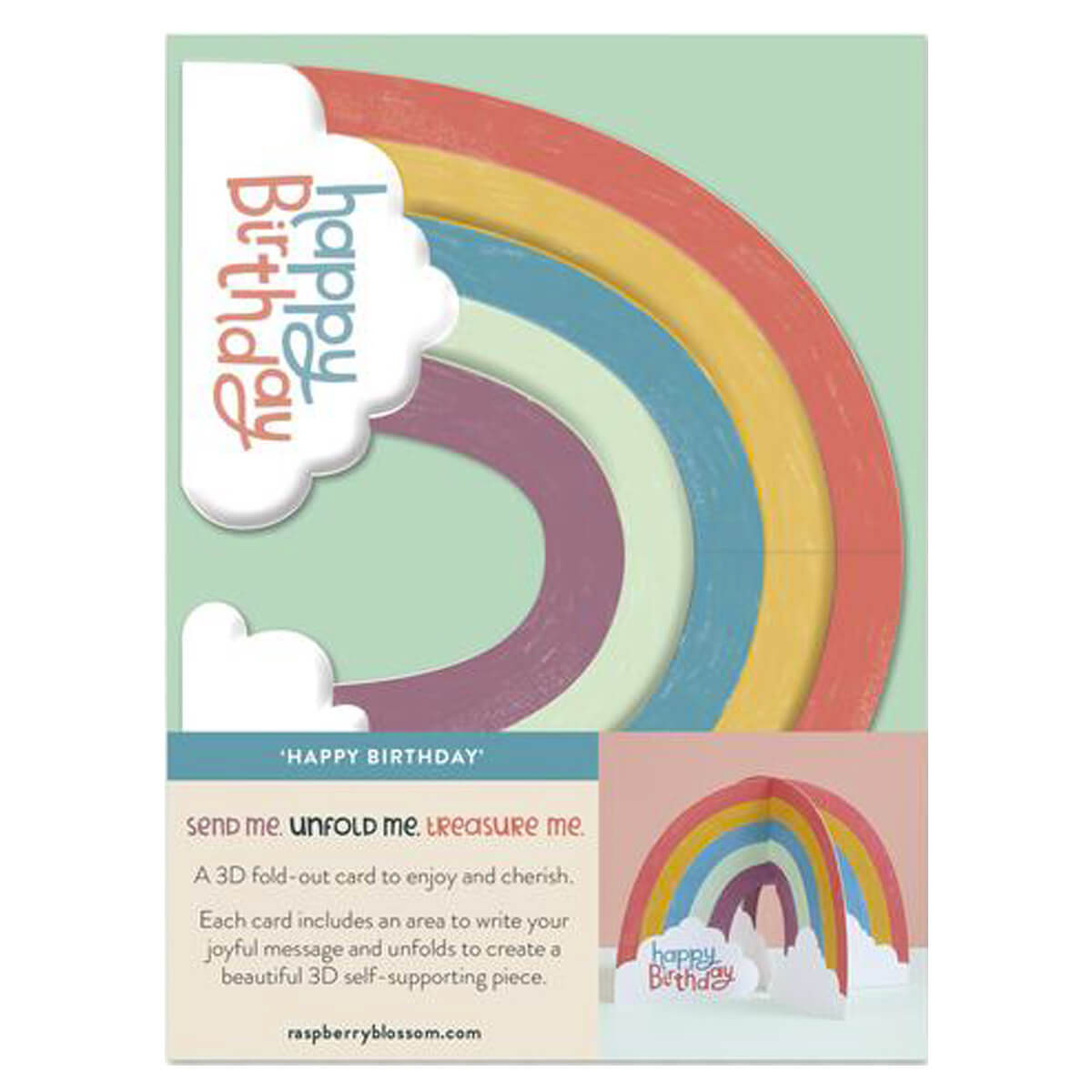 Happy Birthday Rainbow Greetings Card by Raspberry Blossom