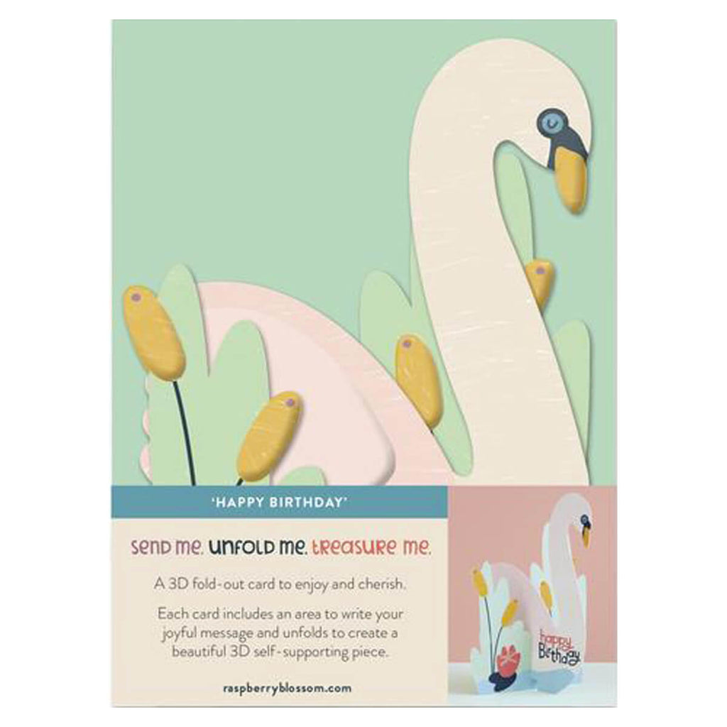 Happy Birthday Swan Greetings Card by Raspberry Blossom