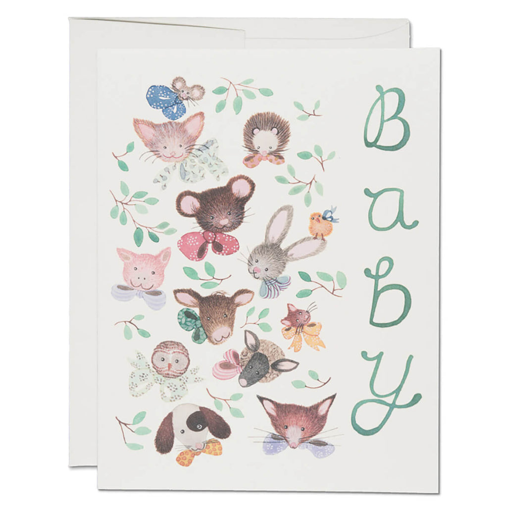 Pink Noses Baby Greetings Card by Red Cap Cards