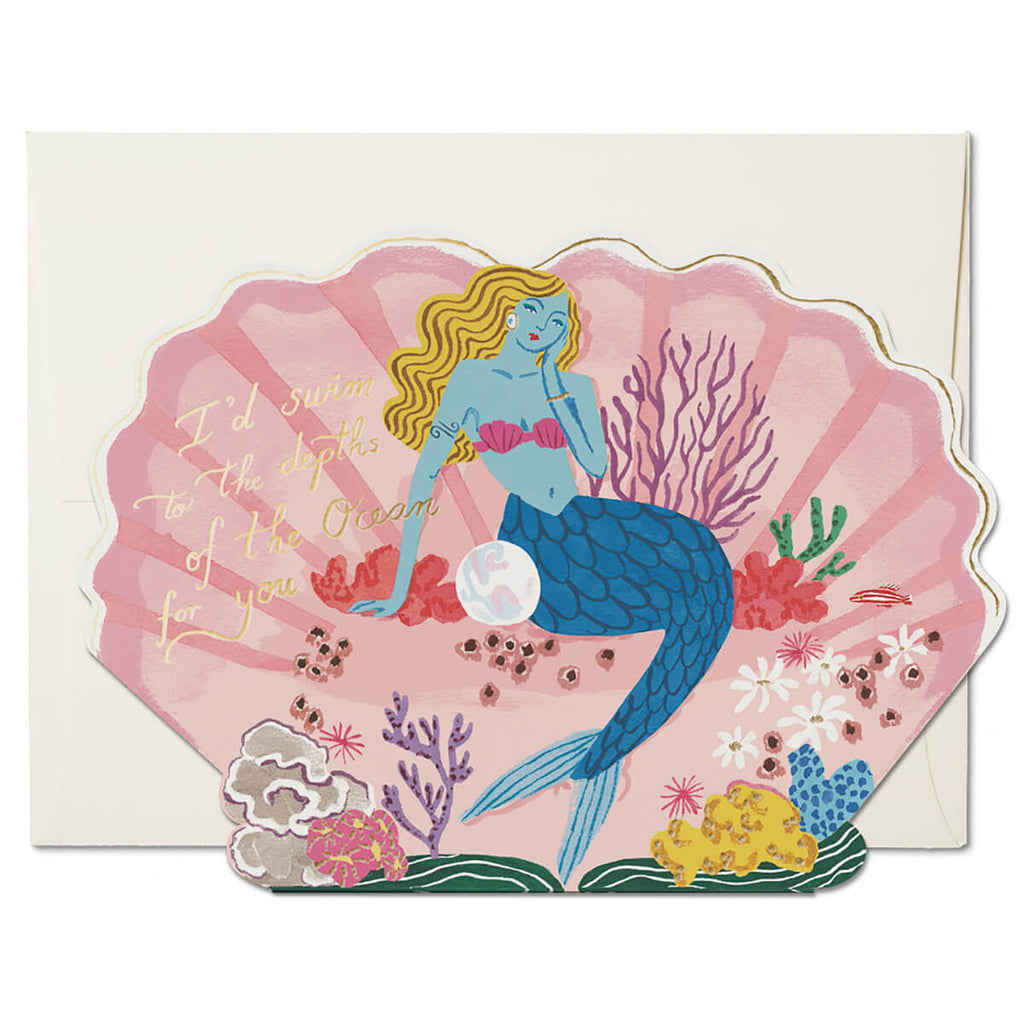 Blue Mermaid Greetings Card by Red Cap Cards