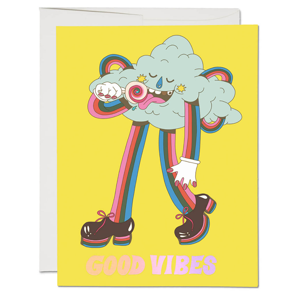 Cloud Dude Vibes Greetings Card by Red Cap Cards