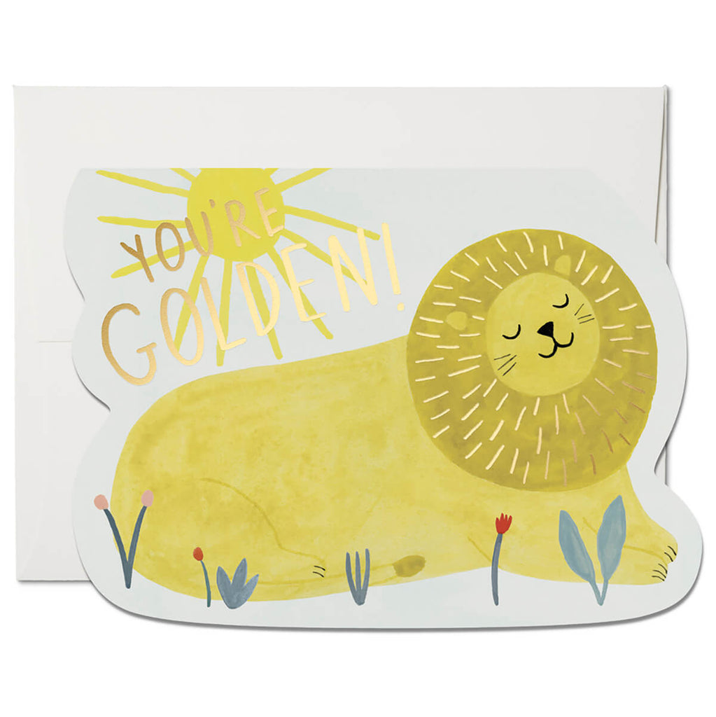 Golden Lion Greetings Card by Red Cap Cards