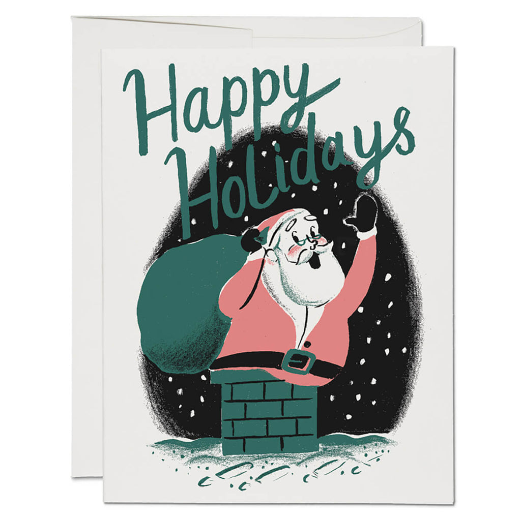Santa Chimney Christmas Greetings Card (Box of 8) by Red Cap Cards