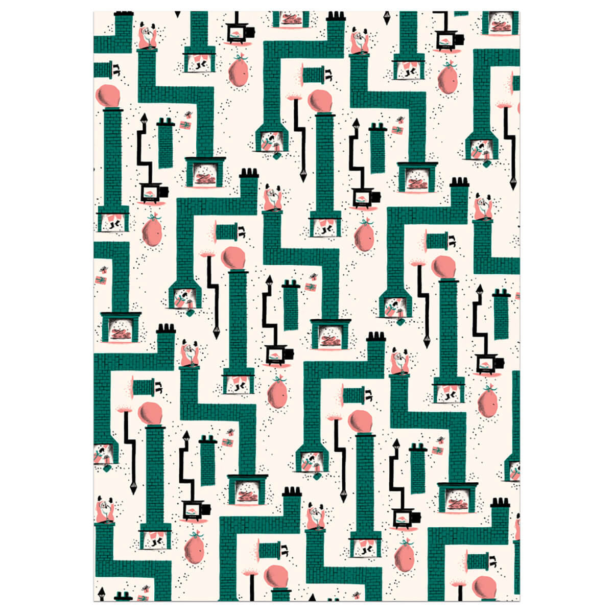 Santa Chimney Christmas Gift Wrap (3 Sheets Pack) By Red Cap Cards