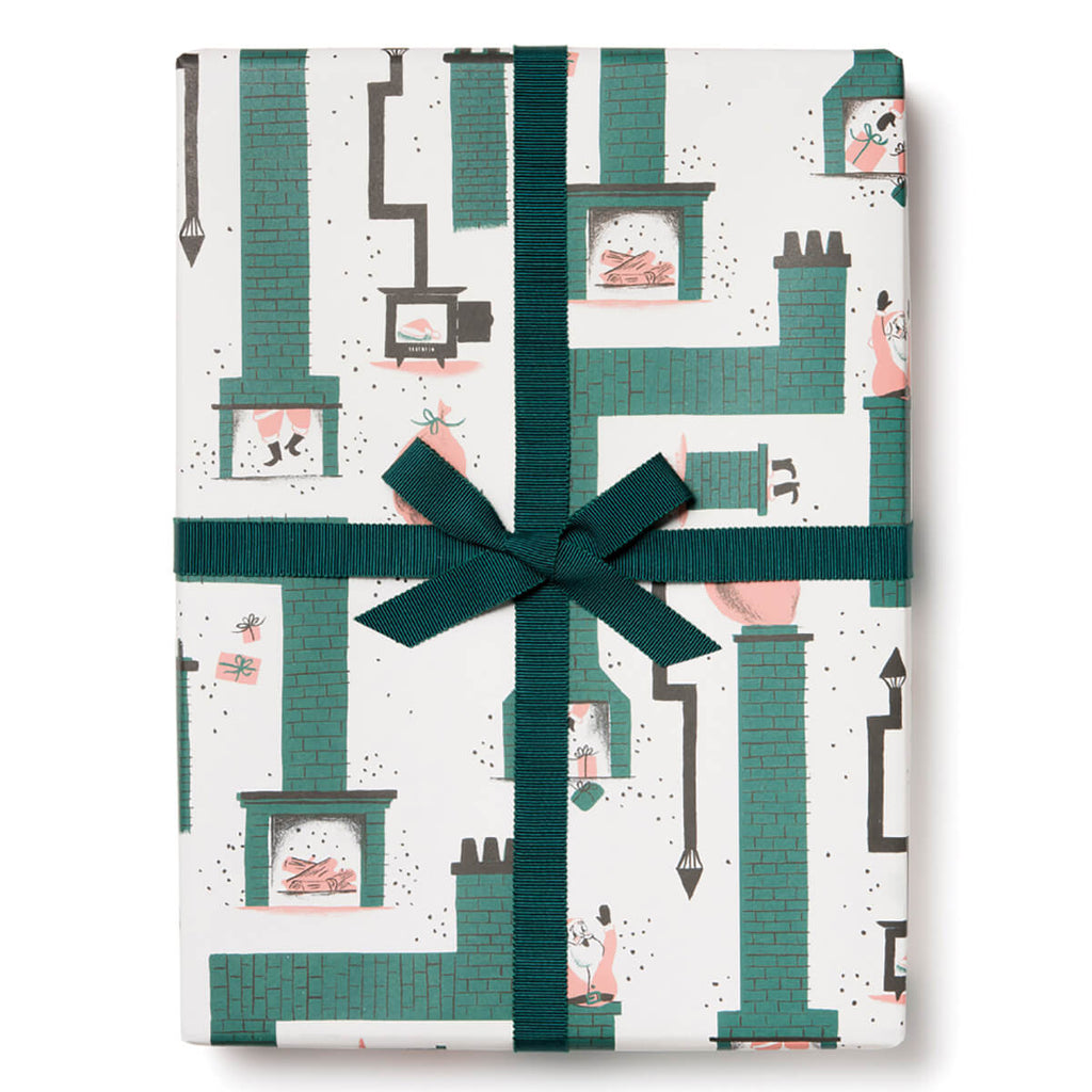 Santa Chimney Christmas Gift Wrap (3 Sheets Pack) By Red Cap Cards