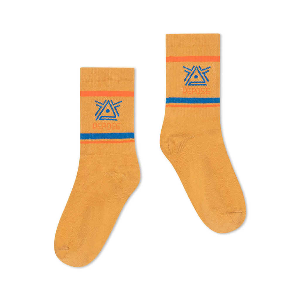 Sporty Socks in Caramel Logo by Repose AMS