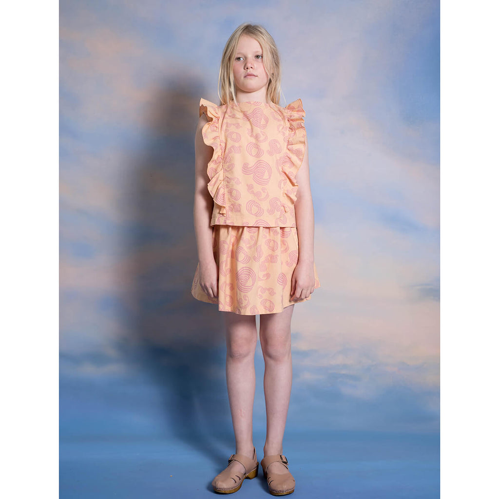 Woven Ruffle Top in Pinkish Sandy Curl by Repose AMS