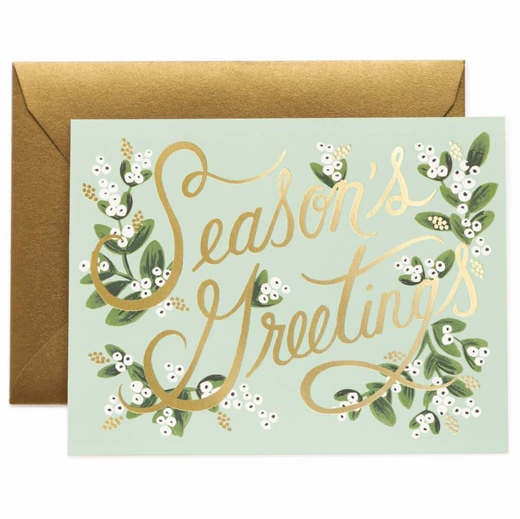 Mistletoe Seasons Greetings Christmas Greetings Card By Rifle Paper Co.