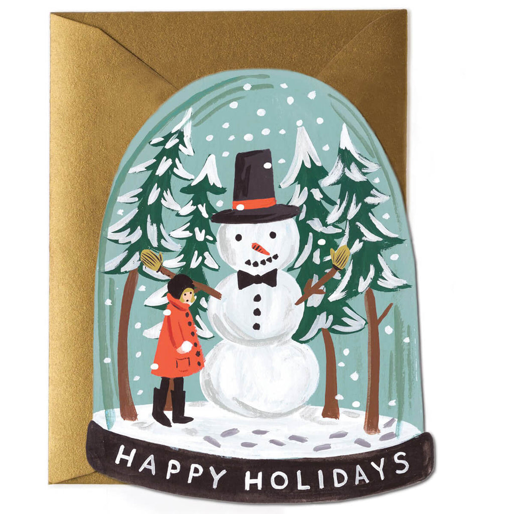 Snowman Snow Globe Christmas Greetings Card By Rifle Paper Co.