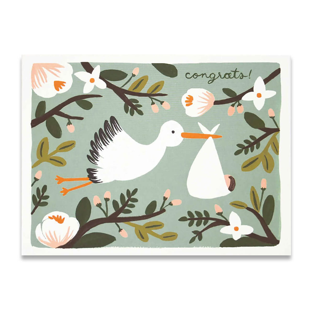 Congratulations Stork Greetings Card By Rifle Paper Co.