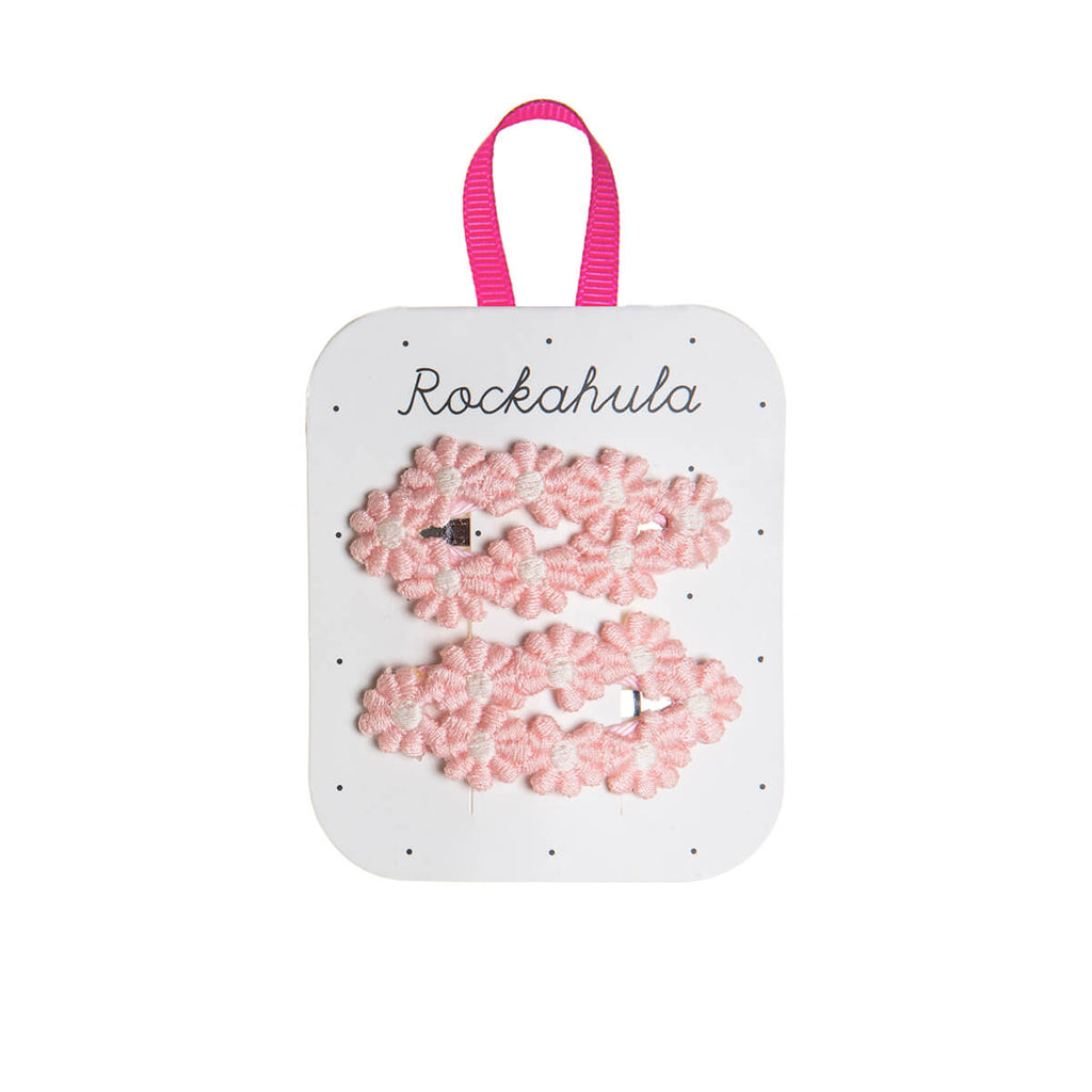 Flower Crochet Hair Clips in Pink by Rockahula