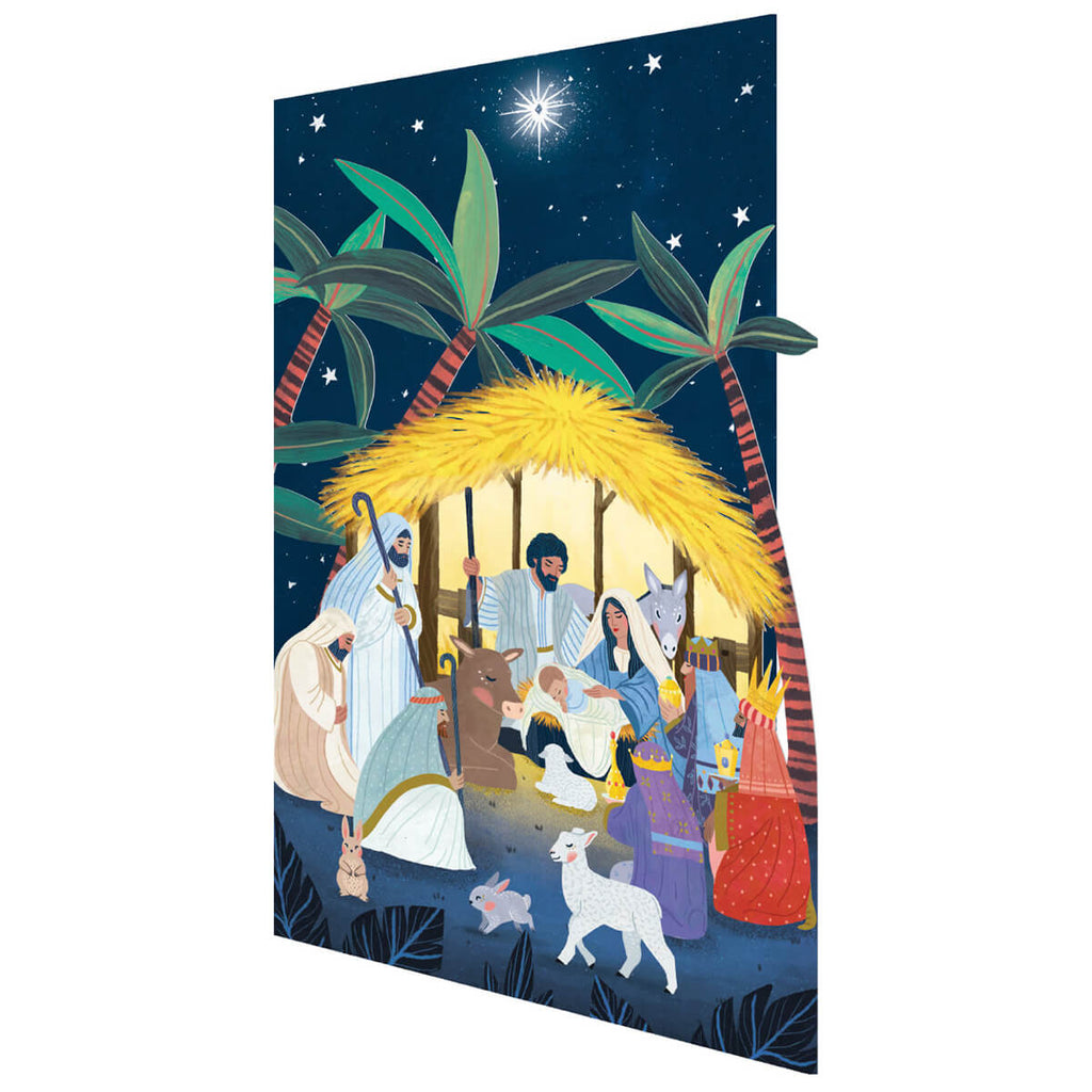 Away In a Manger Laser Cut Christmas Greetings Card By Roger La Borde