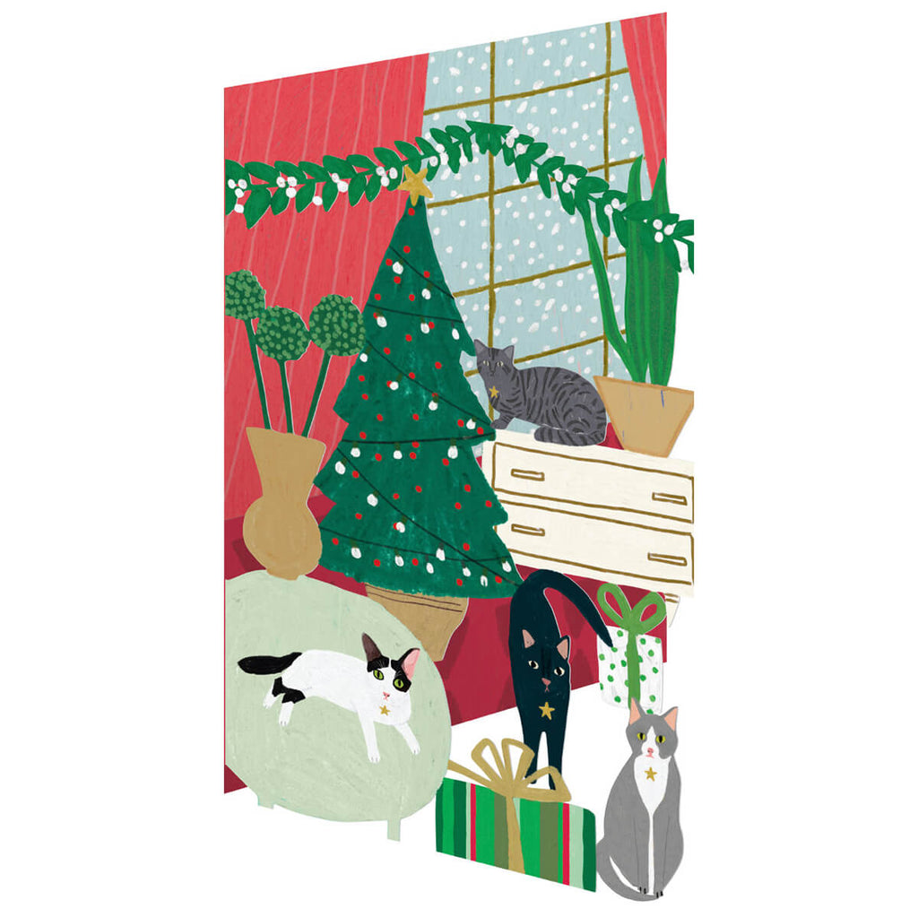 Fabulous Felines Laser Cut Christmas Greetings Card By Roger La Borde