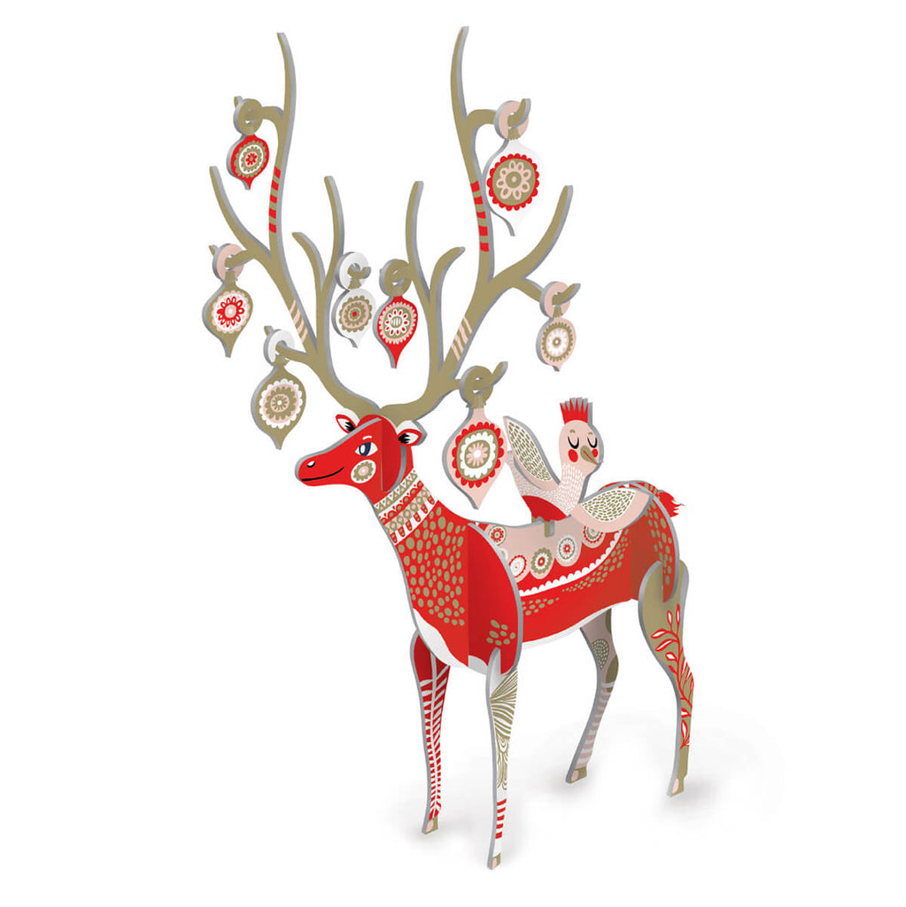 Make Your Own Golden Folksy Reindeer Pop And Slot 3D Christmas Scene by Roger La Borde