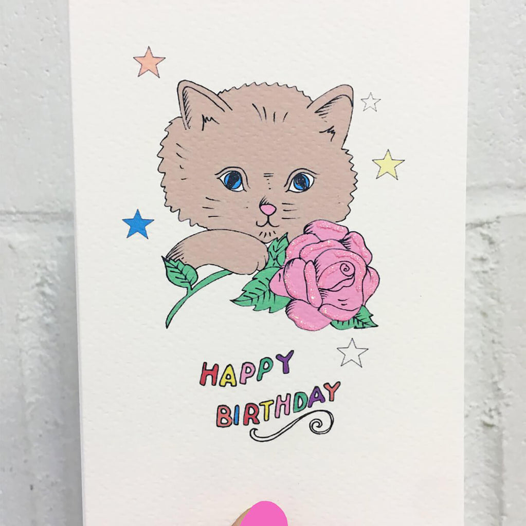 Cat Greetings Card by Rosie Wonders