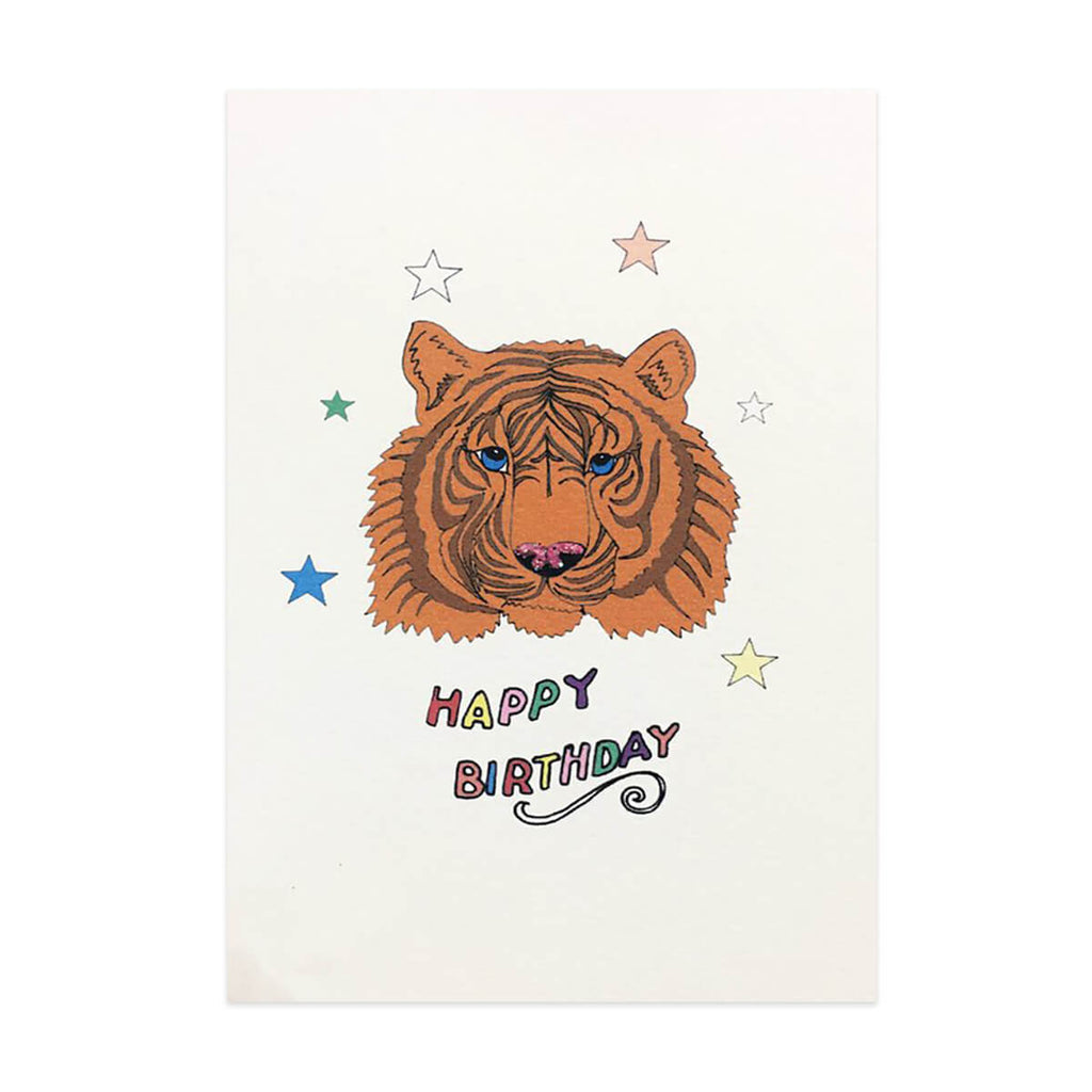 Tiger Greetings Card by Rosie Wonders