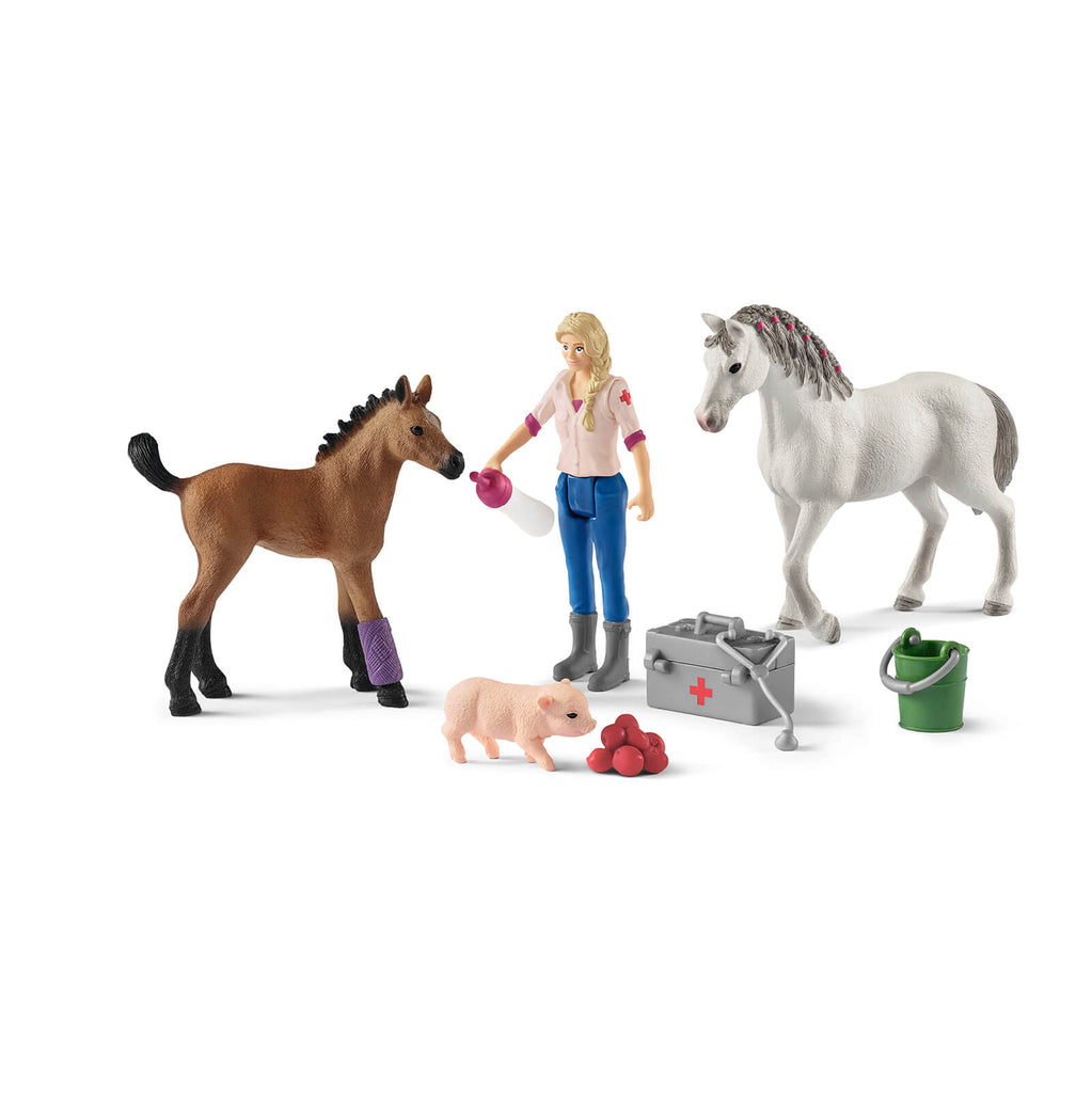Vet Visiting Mare and Foal by Schleich